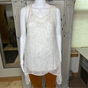 Giusy Italian Made Silk Dreamy Floral Tunic Top Super Soft Size Medium